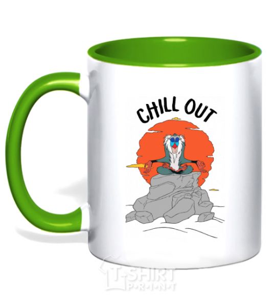 Mug with a colored handle King Leo Rafiki Chill Out kelly-green фото