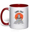 Mug with a colored handle King Leo Rafiki Chill Out red фото