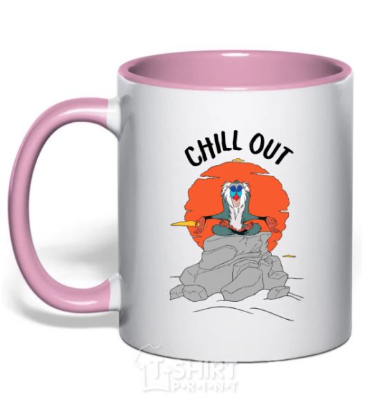 Mug with a colored handle King Leo Rafiki Chill Out light-pink фото