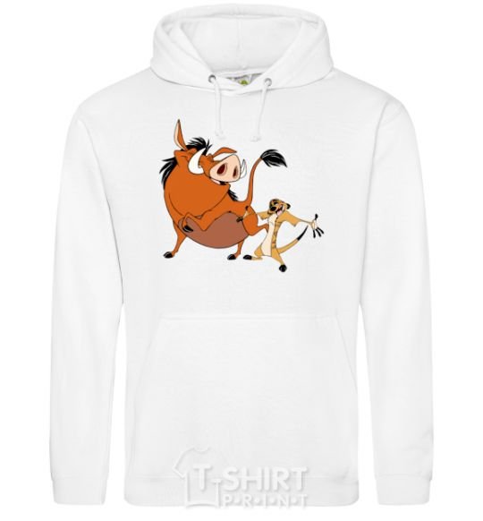 Men`s hoodie Timon and Pumba White фото