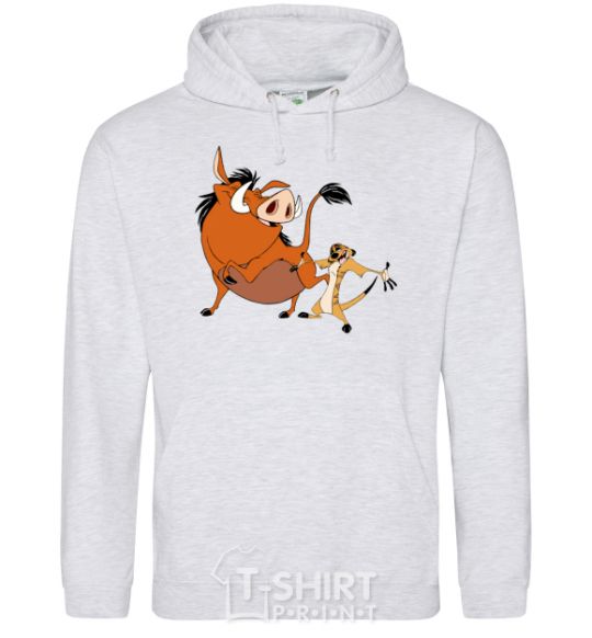 Men`s hoodie Timon and Pumba sport-grey фото