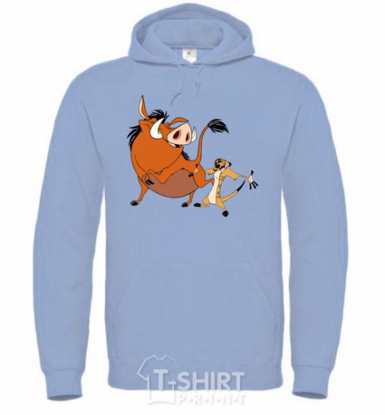 Men`s hoodie Timon and Pumba sky-blue фото