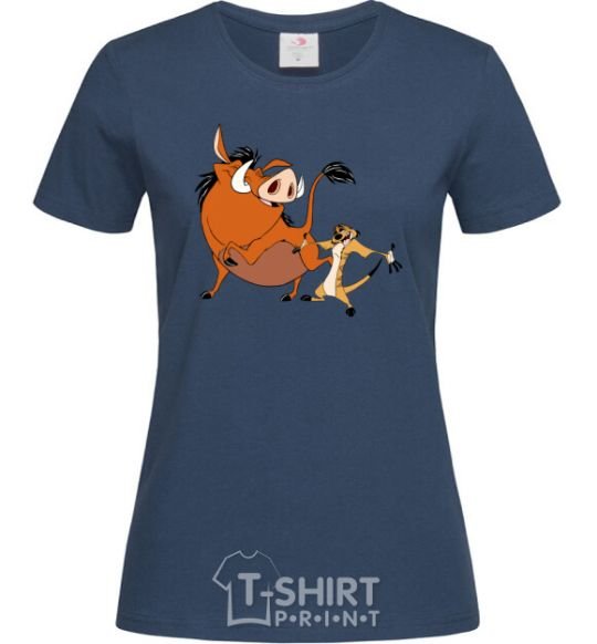 Women's T-shirt Timon and Pumba navy-blue фото