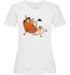 Women's T-shirt Timon and Pumba White фото