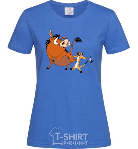 Women's T-shirt Timon and Pumba royal-blue фото