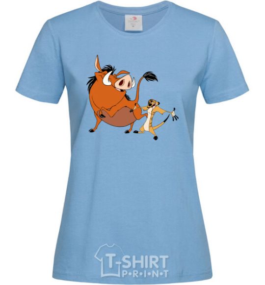 Women's T-shirt Timon and Pumba sky-blue фото