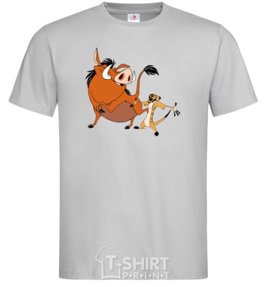 Men's T-Shirt Timon and Pumba grey фото