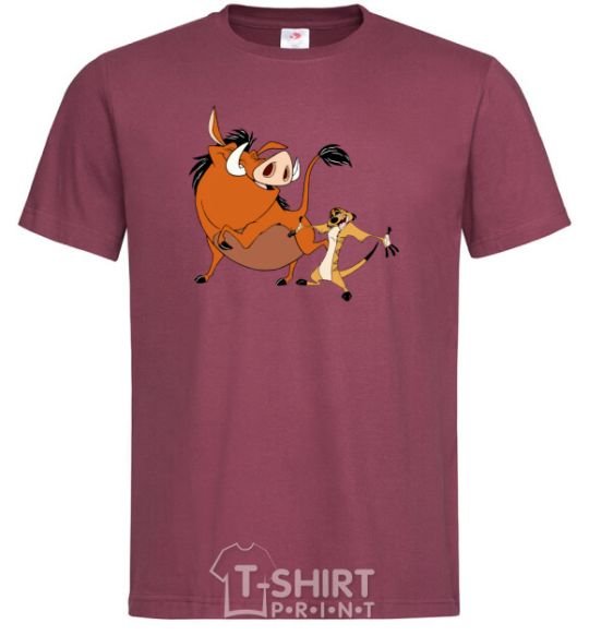 Men's T-Shirt Timon and Pumba burgundy фото