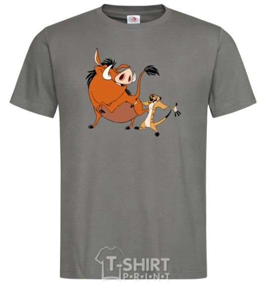 Men's T-Shirt Timon and Pumba dark-grey фото