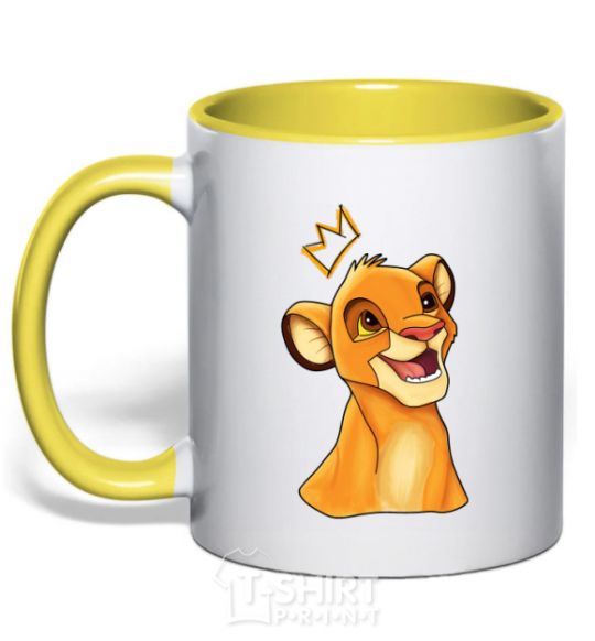 Mug with a colored handle Simba yellow фото