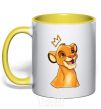 Mug with a colored handle Simba yellow фото