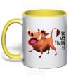 Mug with a colored handle 3365 Pumbaa Be my Timon yellow фото