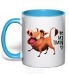 Mug with a colored handle 3365 Pumbaa Be my Timon sky-blue фото