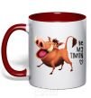 Mug with a colored handle 3365 Pumbaa Be my Timon red фото
