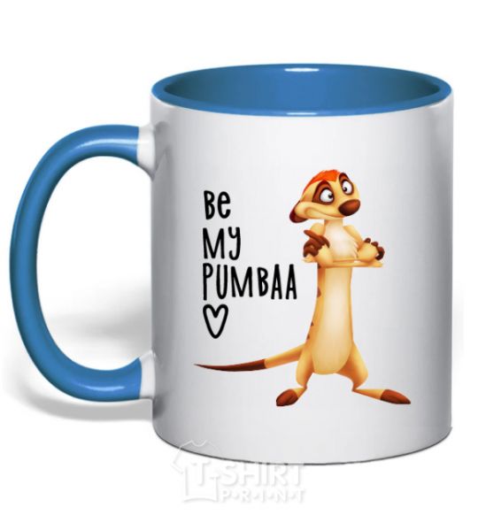 Mug with a colored handle Тімон Be mine Pumbaa royal-blue фото