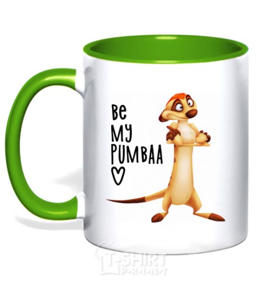 Mug with a colored handle Тімон Be mine Pumbaa kelly-green фото