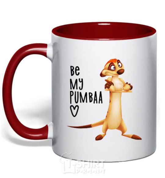 Mug with a colored handle Тімон Be mine Pumbaa red фото
