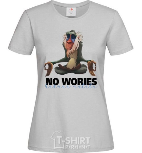 Women's T-shirt Rafiki no wories hakuna matata grey фото