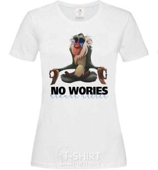 Women's T-shirt Rafiki no wories hakuna matata White фото