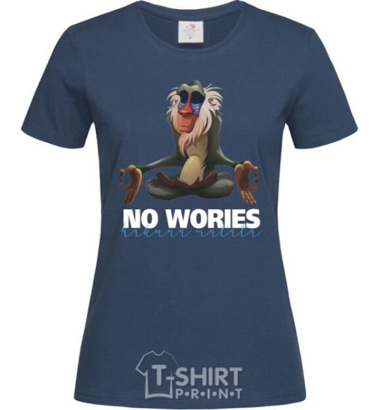 Women's T-shirt Rafiki no wories hakuna matata navy-blue фото