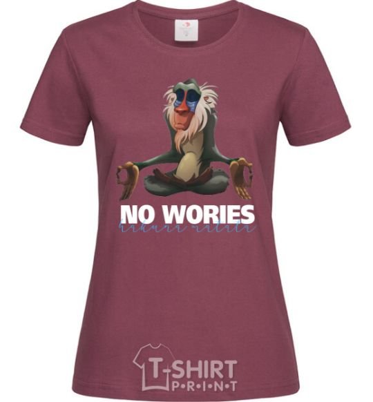 Women's T-shirt Rafiki no wories hakuna matata burgundy фото