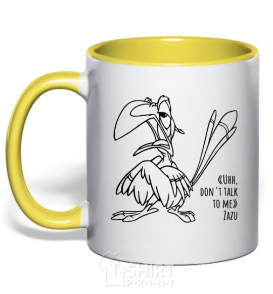 Mug with a colored handle Zazu dont talk to me yellow фото