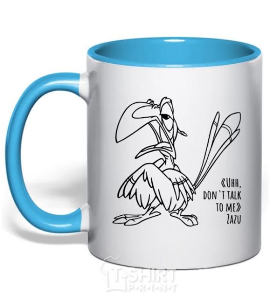 Mug with a colored handle Zazu dont talk to me sky-blue фото