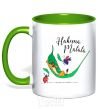 Mug with a colored handle Hakuna Matata kelly-green фото