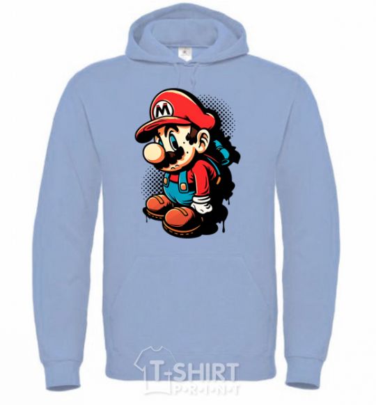 Men`s hoodie Super Mario sky-blue фото