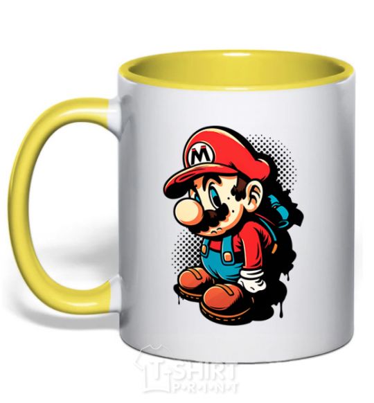 Mug with a colored handle Super Mario yellow фото