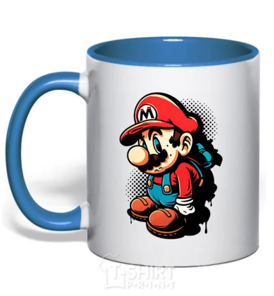 Mug with a colored handle Super Mario royal-blue фото