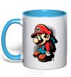 Mug with a colored handle Super Mario sky-blue фото