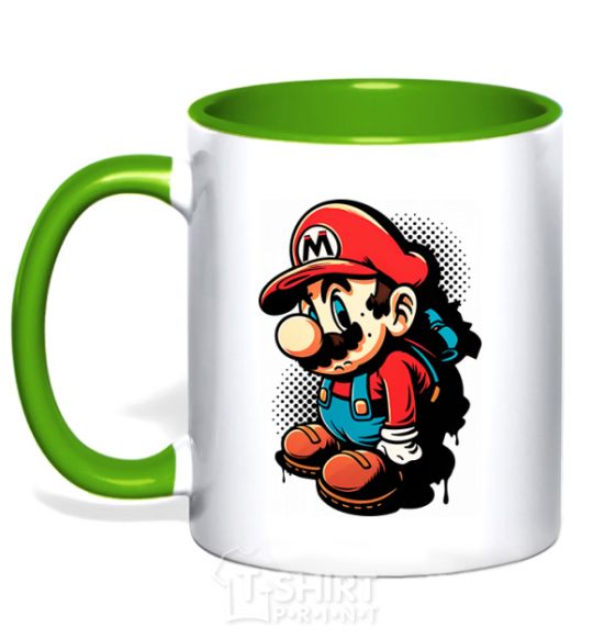 Mug with a colored handle Super Mario kelly-green фото