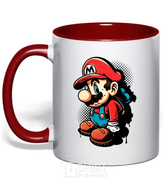 Mug with a colored handle Super Mario red фото