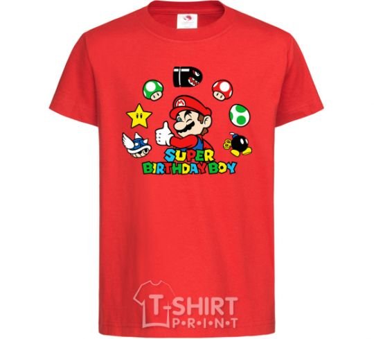 Kids T-shirt Super birthday boy red фото