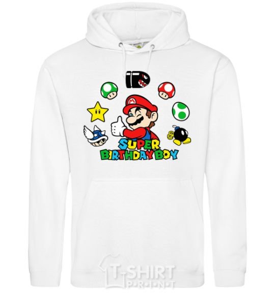 Men`s hoodie Super birthday boy White фото