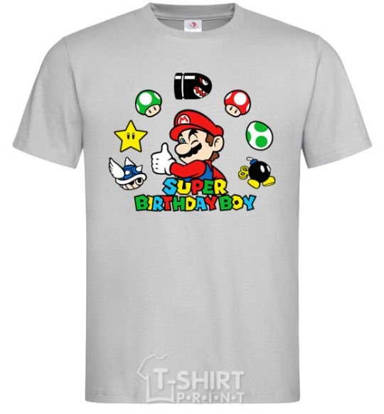 Men's T-Shirt Super birthday boy grey фото