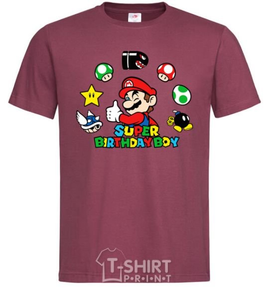 Men's T-Shirt Super birthday boy burgundy фото