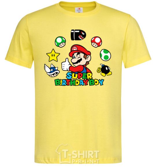 Men's T-Shirt Super birthday boy cornsilk фото