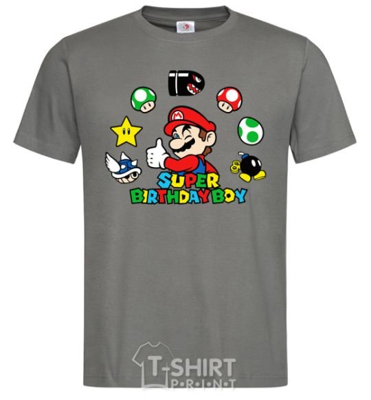 Men's T-Shirt Super birthday boy dark-grey фото