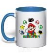 Mug with a colored handle Super birthday boy royal-blue фото