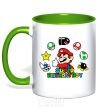 Mug with a colored handle Super birthday boy kelly-green фото