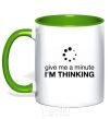 Mug with a colored handle I`m thinking kelly-green фото