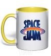 Mug with a colored handle Space Jam yellow фото