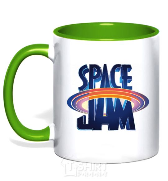 Mug with a colored handle Space Jam kelly-green фото