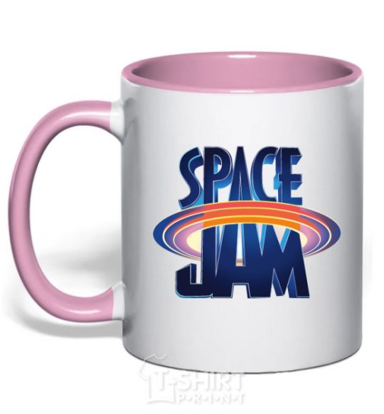 Mug with a colored handle Space Jam light-pink фото