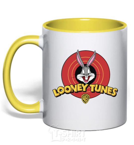 Mug with a colored handle Looney Tunes yellow фото