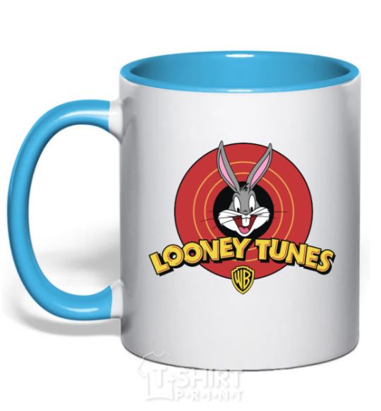Mug with a colored handle Looney Tunes sky-blue фото