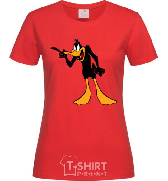 Women's T-shirt Daffy Duck V.1 red фото