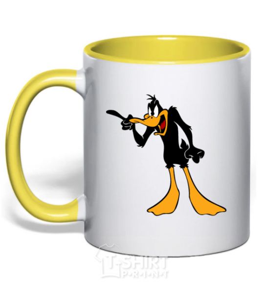 Mug with a colored handle Daffy Duck V.1 yellow фото